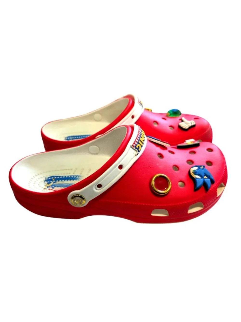 Crocs Sonic The Hedgehog Sega Red Classic Clogs Mens 10 Womens 12 w/ Jibbitz